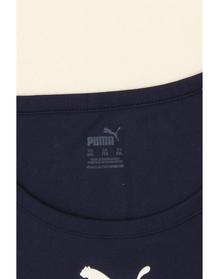 PUMA Mens T-Shirt Top 2XL Navy Blue Polyester Vintage Puma and Second-Hand Puma from Messina Hembry 