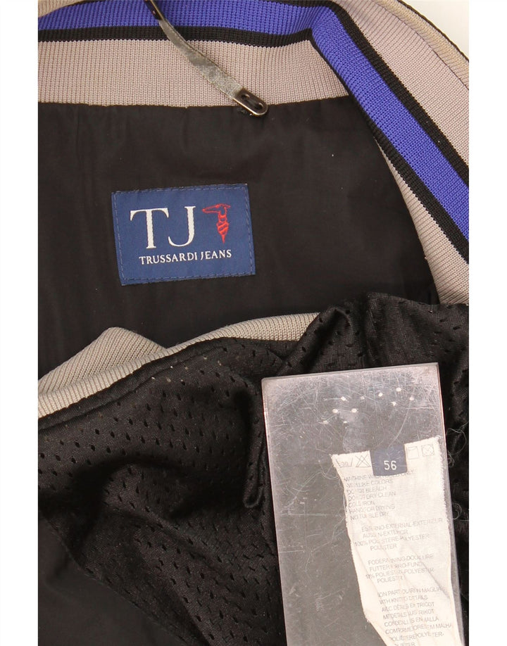 TRUSSARDI JEANS Mens Bomber Jacket IT 56 3XL Black Polyester Vintage Trussardi Jeans and Second-Hand Trussardi Jeans from Messina Hembry 