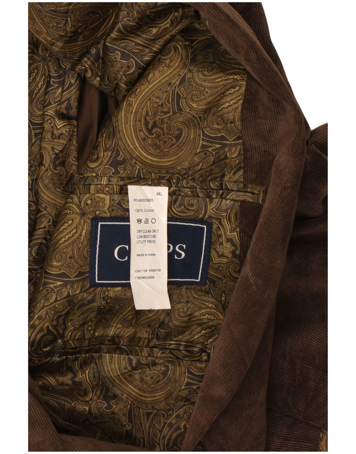 Giacca blazer in velluto a coste da uomo a 2 bottoni Chaps UK 46 3XL cotone marrone