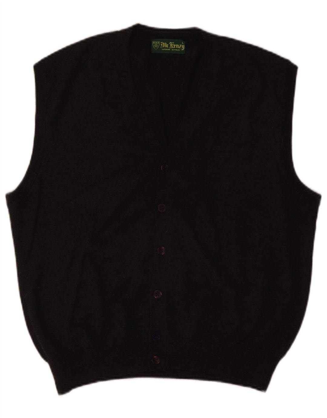 MC Kenzy Maglione cardigan senza maniche da uomo grande lana merino grigia