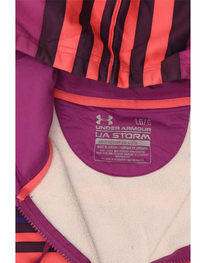 UNDER ARMOUR Womens Zip Hoodie Sweater UK 16 Large Multicoloured Striped Vintage Under Armour and Second-Hand Under Armour from Messina Hembry 