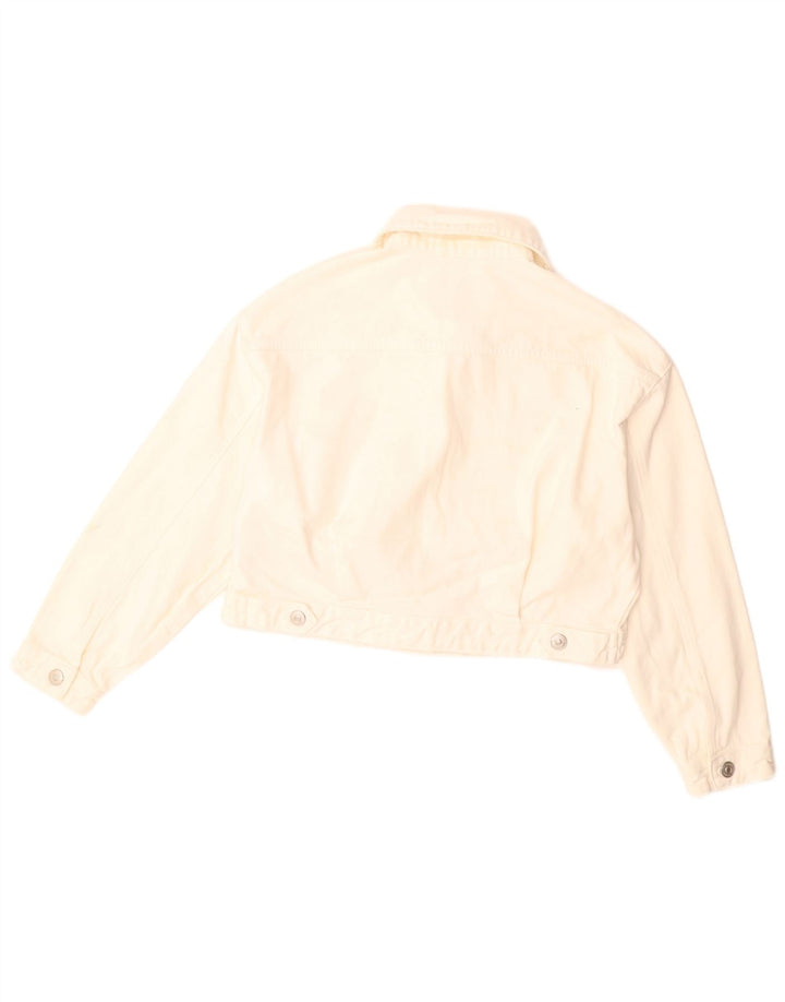 Giacca in denim oversize da donna ZARA UK 10 piccola in cotone bianco