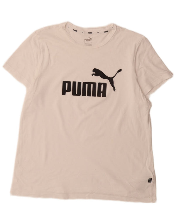 T-shirt grafica da donna Puma UK 16 grande cotone bianco