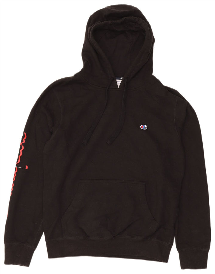 Maglione con cappuccio grafico da uomo CHAMPION in cotone nero medio