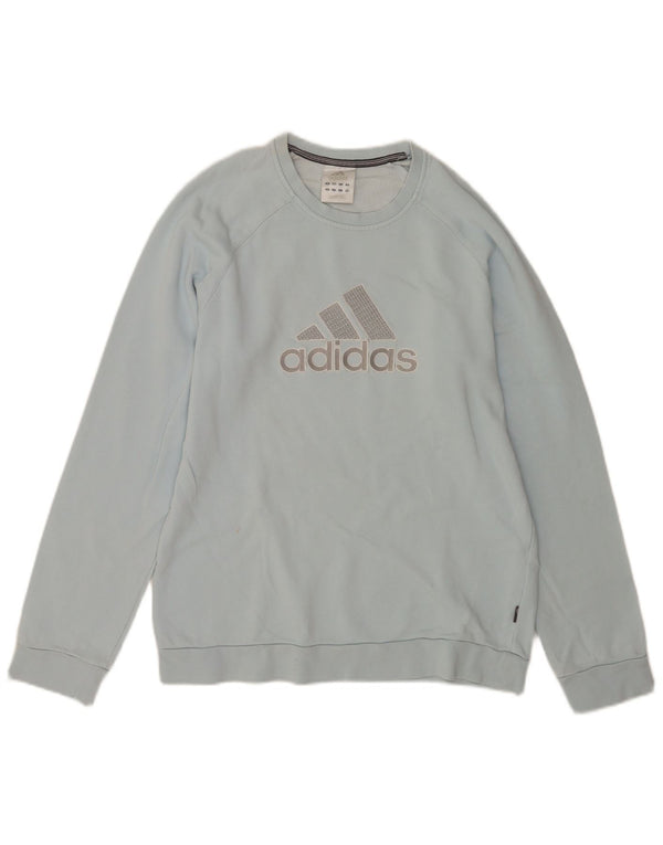 Felpa con grafica Adidas da uomo, piccola, in cotone blu