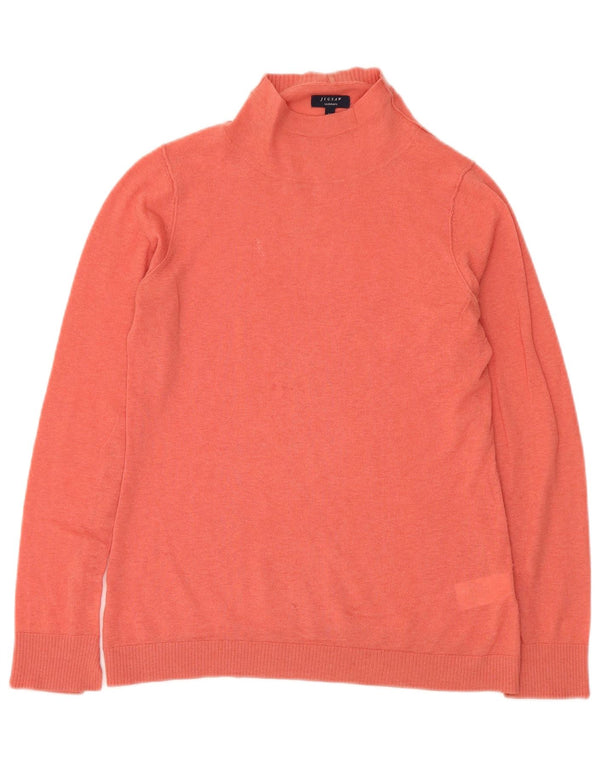 JIGSAW Maglione da donna con collo alto e maglione UK 12 Cashmere rosa medio