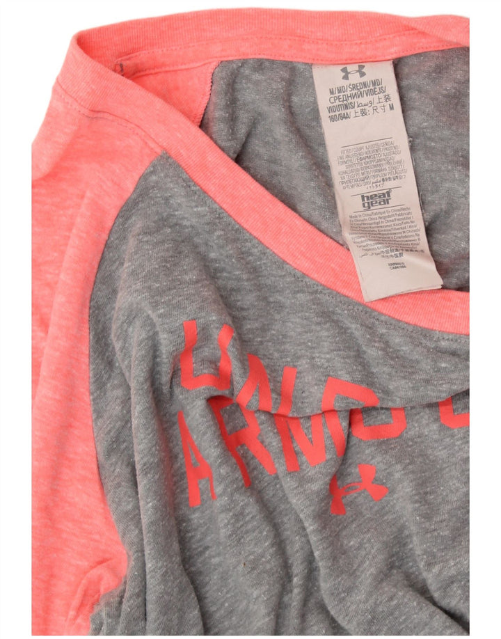 Maglietta da donna UNDER ARMOUR Heat Gear Graphic manica 3/4 UK 12 Grigio medio