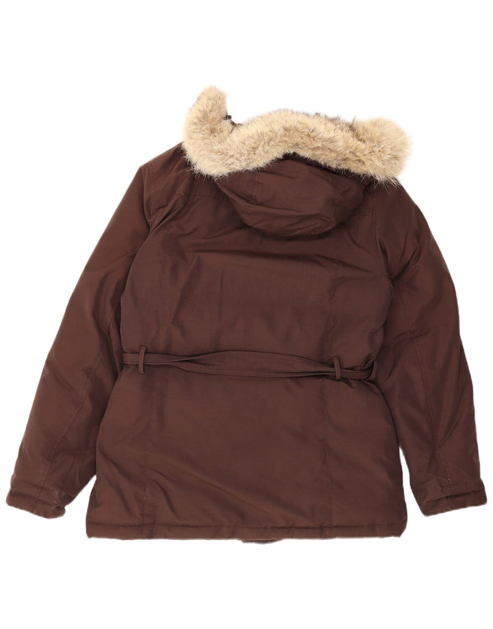 Giacca imbottita con cappuccio da donna Woolrich UK 18 XL cotone marrone