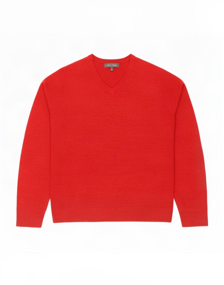 Maglione da uomo con scollo a V Marks & Spencer, acrilico rosso medio
