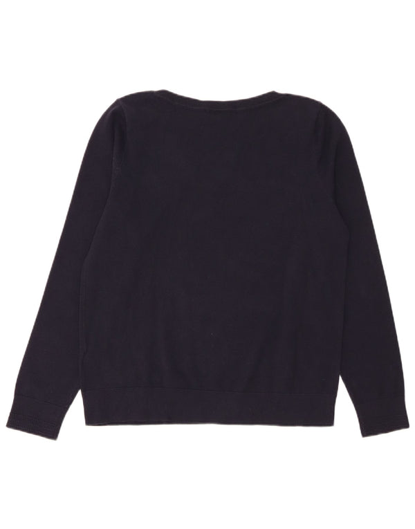 Maglione maglione con scollo a barca da donna Tommy Hilfiger UK 14 grande cotone blu navy