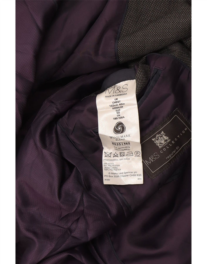 Giacca blazer da uomo Marks & Spencer vestibilità regolare a 2 bottoni UK 38 Grigio medio