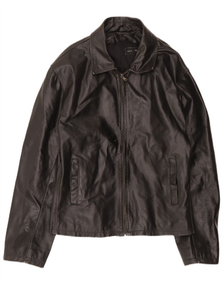 Giacca in pelle vintage da uomo UK 42 XL in pelle nera