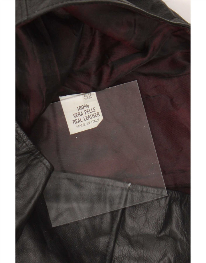 Gilet in pelle vintage da uomo IT 52 grande nero