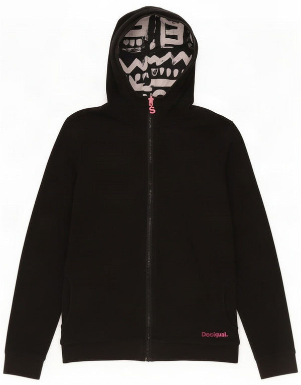 Desigual Felpa con cappuccio e zip reversibile per ragazze 13-14 anni Nero floreale