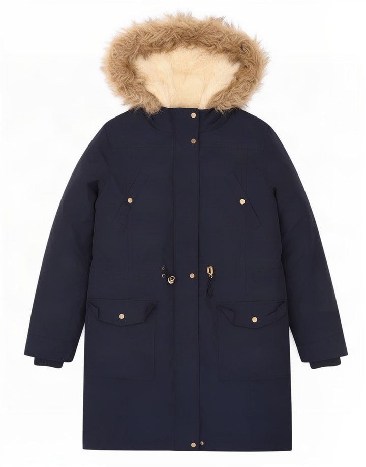 Giacca parka Sherpa da donna con cappuccio Oasis UK 14 poliestere medio blu navy