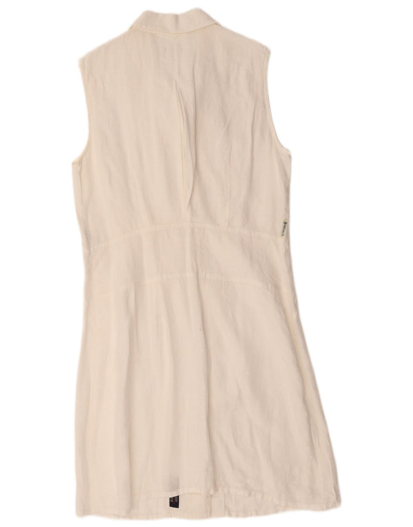 Armani Jeans Womens Sleeveless Shirt Dress UK 16 Large  White Linen
