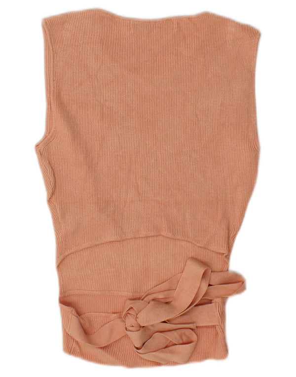 Top corto corto senza maniche da donna Zara UK 12 Viscosa rosa medio