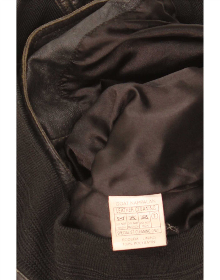 Giacca bomber da uomo vintage in pelle IT 46 piccola in pelle nera