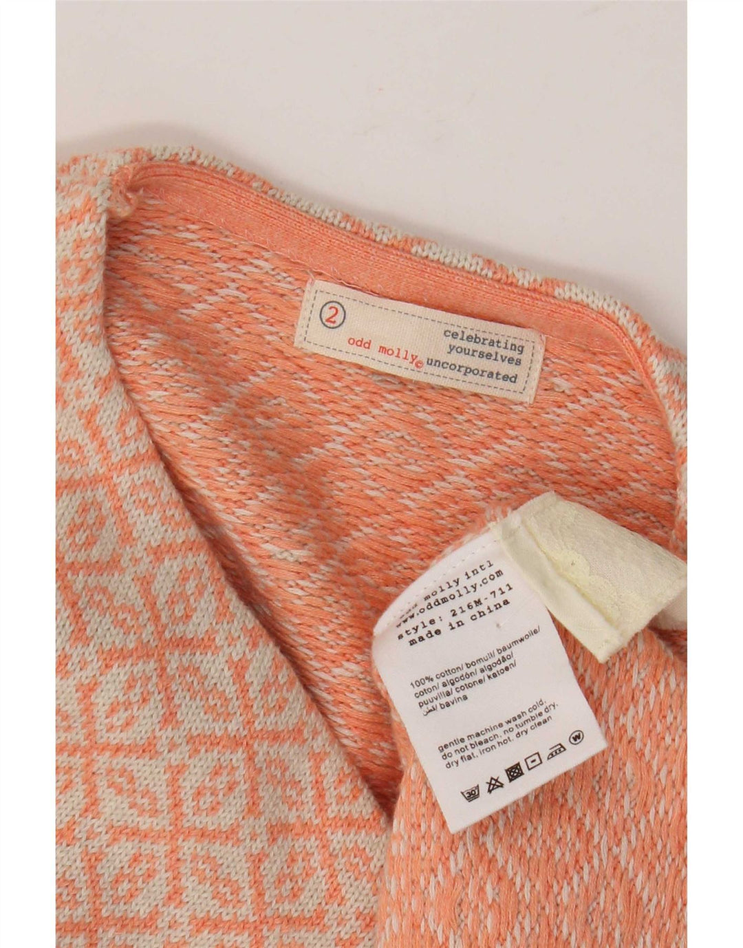 Maglione cardigan oversize da donna Odd Molly taglia 2 arancione medio geometrico