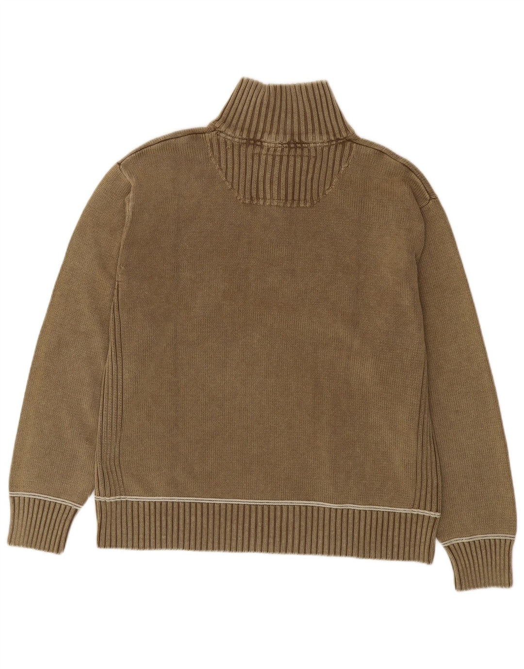 Maglione maglione con collo con zip grafica da uomo Camp David 2XL cotone marrone