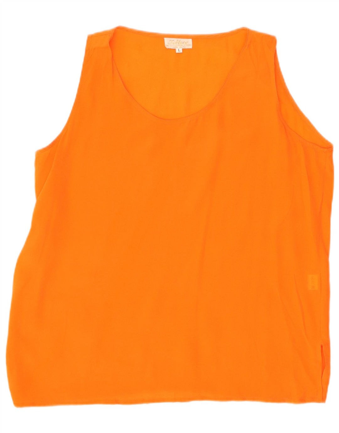 Top camicetta senza maniche da donna Tiffany UK 16 grande seta arancione