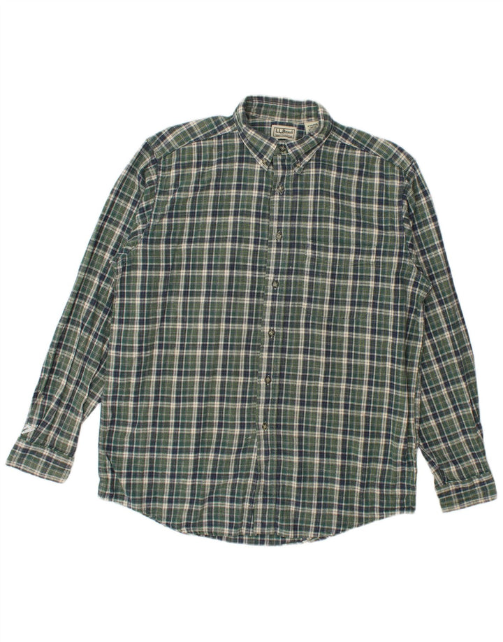 Camicia da uomo in flanella L.L.Bean in cotone scozzese verde medio
