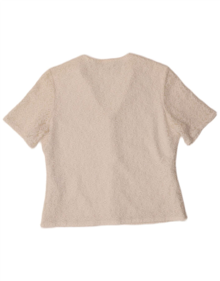 Camicetta vintage da donna a maniche corte IT 42 Poliammide medio bianco sporco