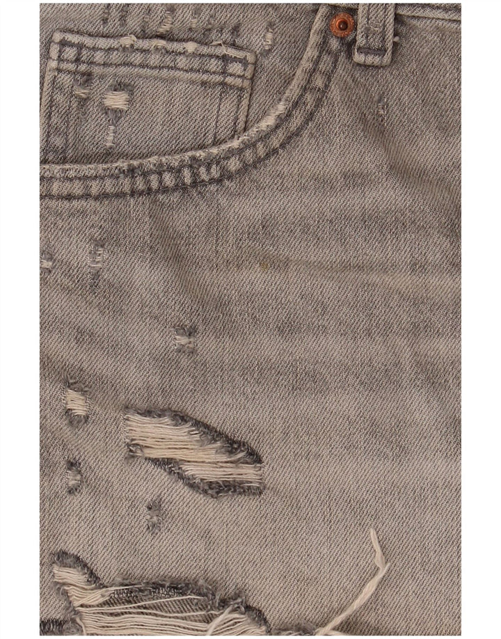 Pantaloni caldi da donna in denim effetto invecchiato Zara EU 40 medio W30 cotone grigio