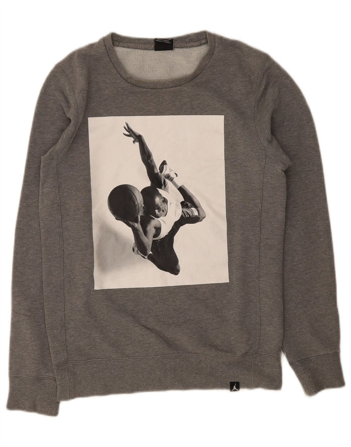 Felpa grafica da uomo Nike XS in cotone grigio