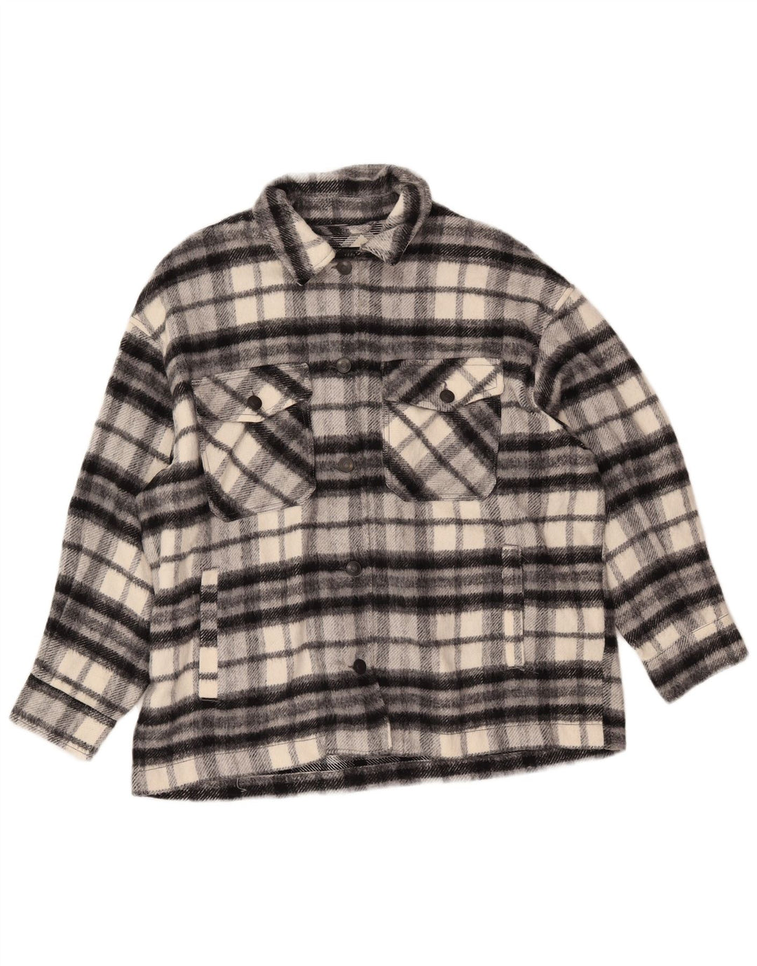 Camicia oversize oversize da donna ZARA in flanella UK 16 grande scozzese nero
