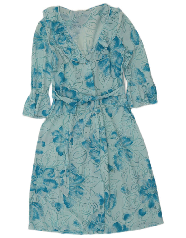 Abito da donna a trapezio con maniche a 3/4 Imec UK 12 Blu medio floreale