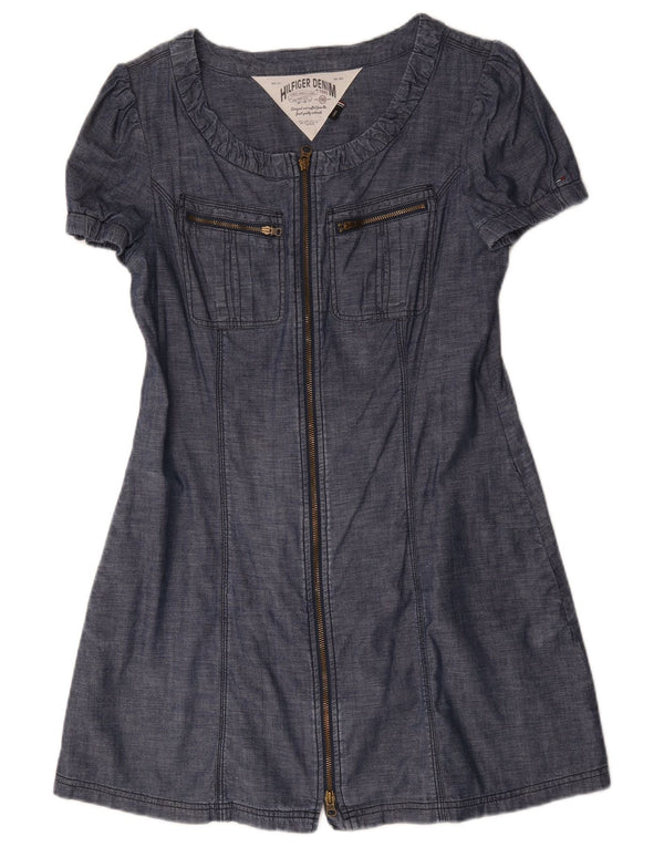 Tommy Hilfiger Womens A-Line Dress UK 14 Large Blue Cotton