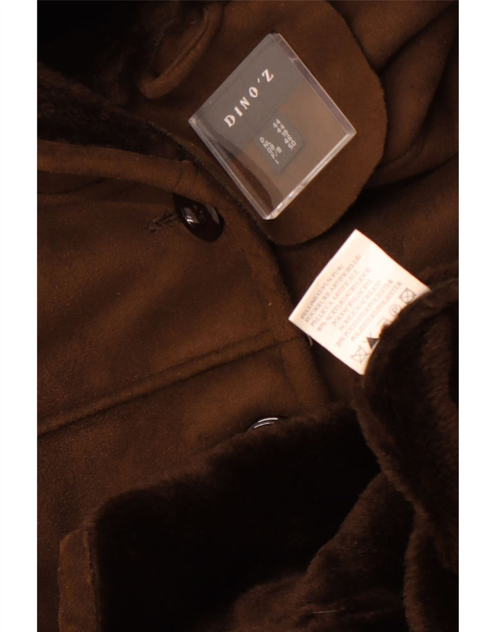 DINO' Z Cappotto in sherpa con cappuccio da donna UK 18 XL Poliestere marrone