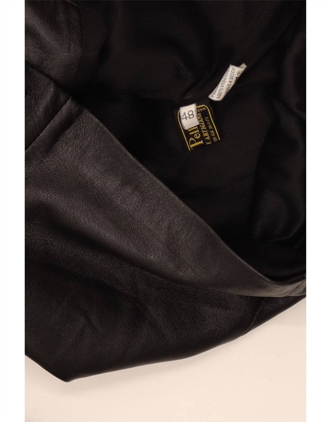 Giacca blazer in pelle vintage da donna a 3 bottoni IT 48 XL in pelle nera