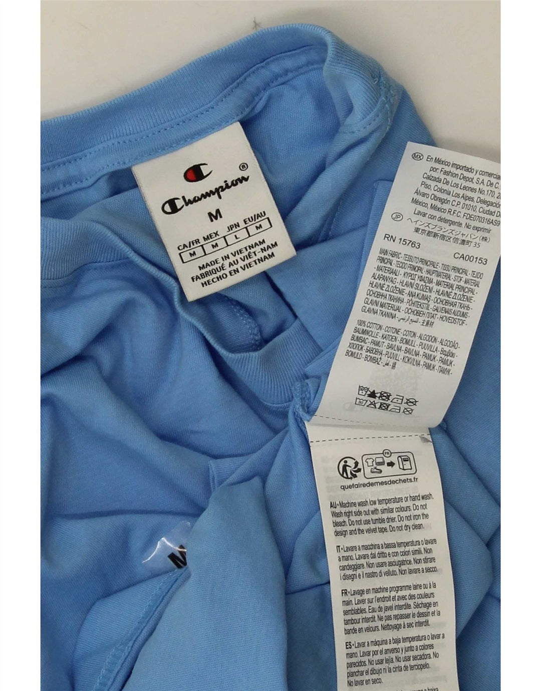 T-shirt grafica da uomo Champion Top in cotone blu medio