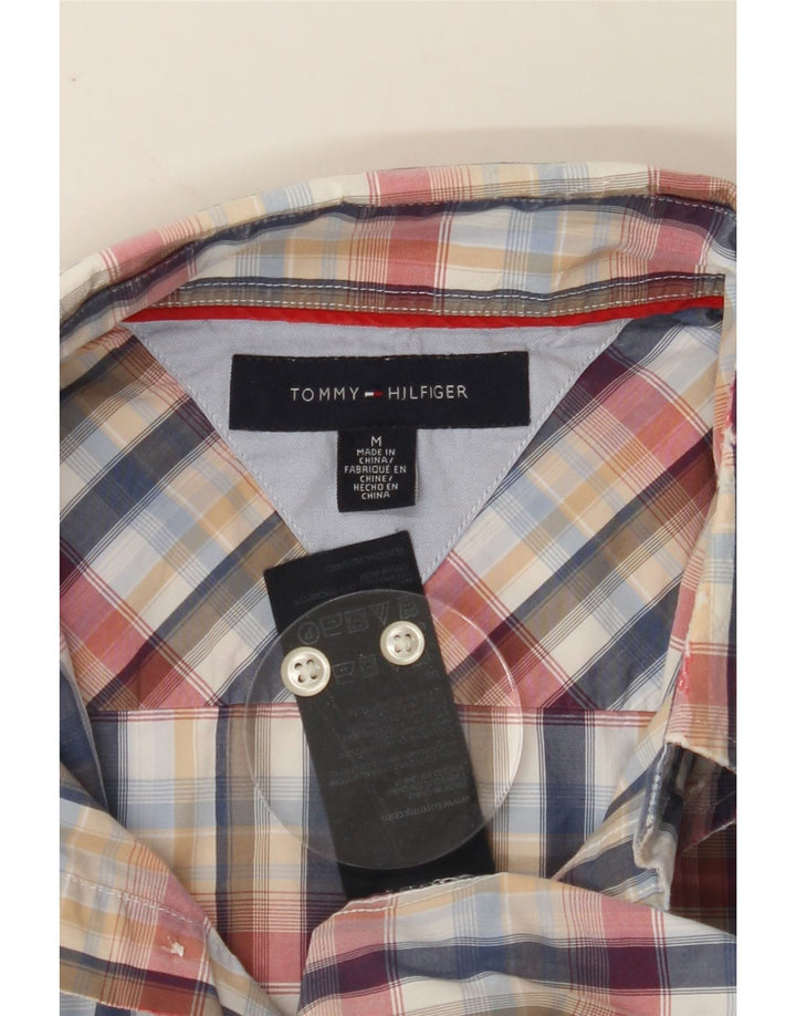 TOMMY HILFIGER Mens Short Sleeve Shirt Medium Multicoloured Check Cotton Vintage Tommy Hilfiger and Second-Hand Tommy Hilfiger from Messina Hembry 