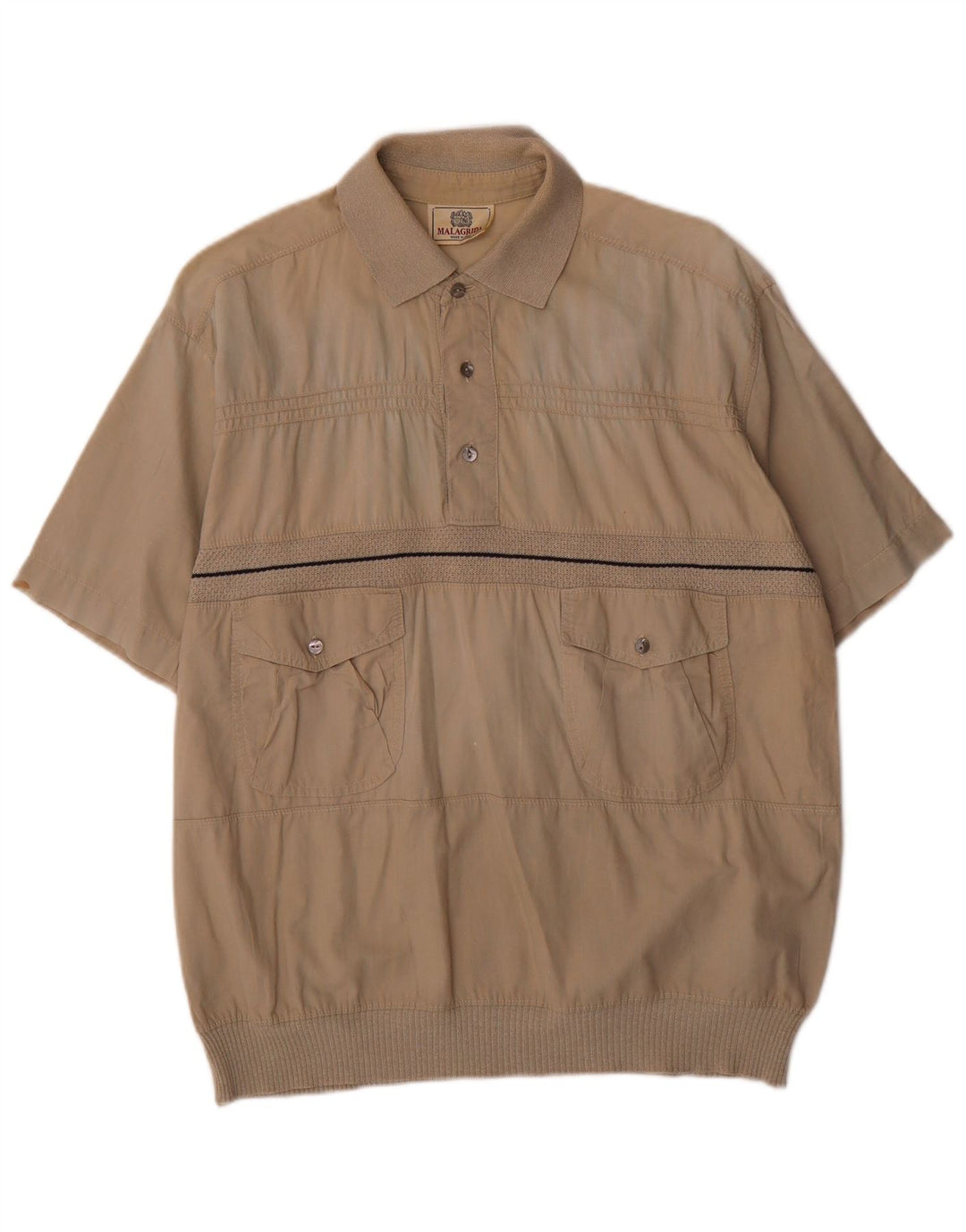 Malagrida Maglia pullover a maniche corte da uomo in cotone kaki medio