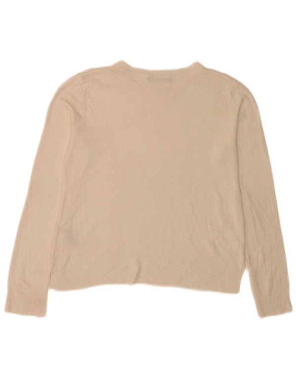 Marks & Spencer Womens Boat Neck Jumper Sweater UK 14 Large Beige Acrylic