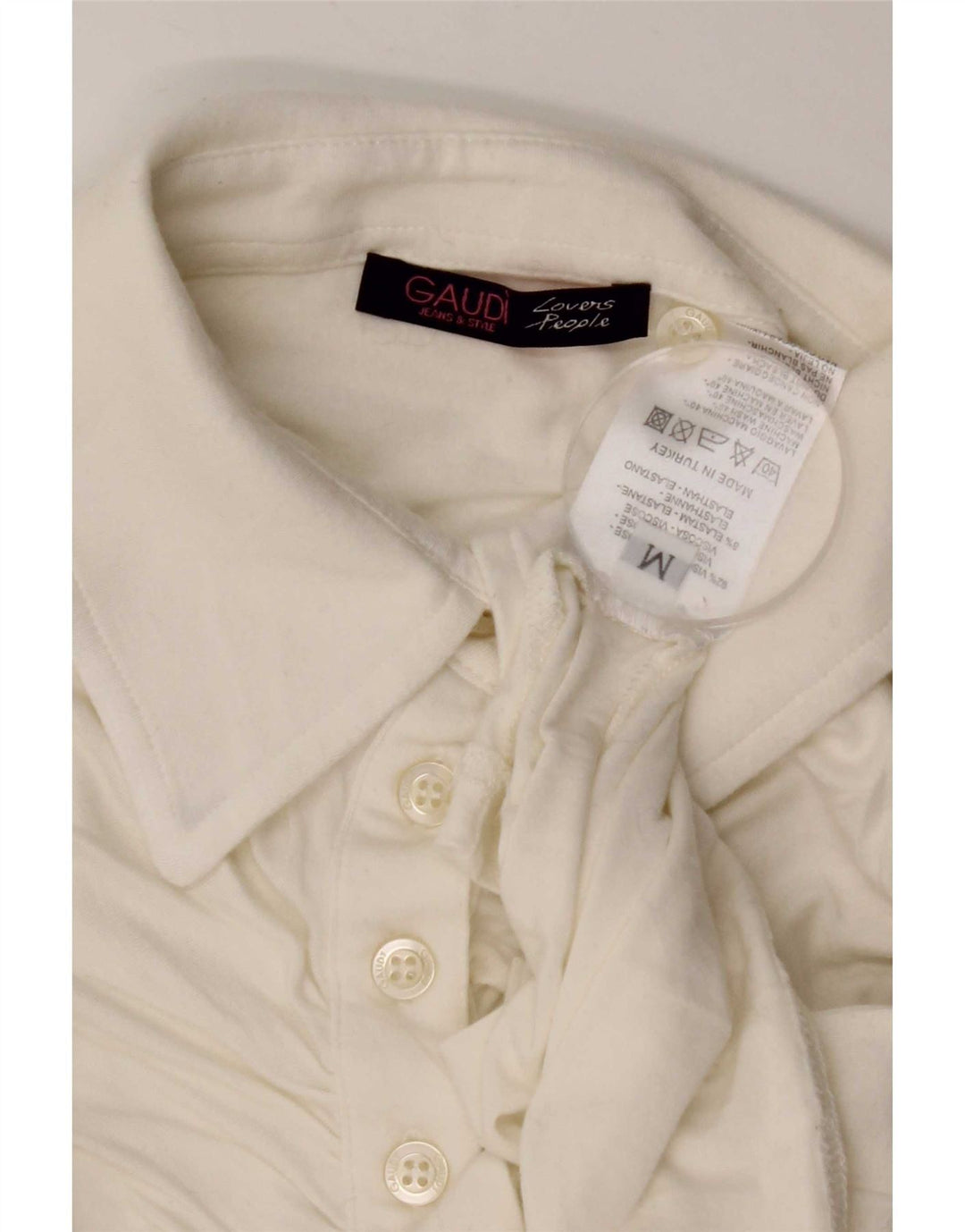 Polo da donna a maniche lunghe Gaudi UK 12 viscosa bianca media