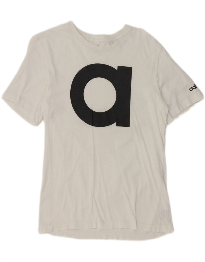 ADIDAS Mens Graphic T-Shirt Top Small White Cotton Vintage Adidas and Second-Hand Adidas from Messina Hembry 