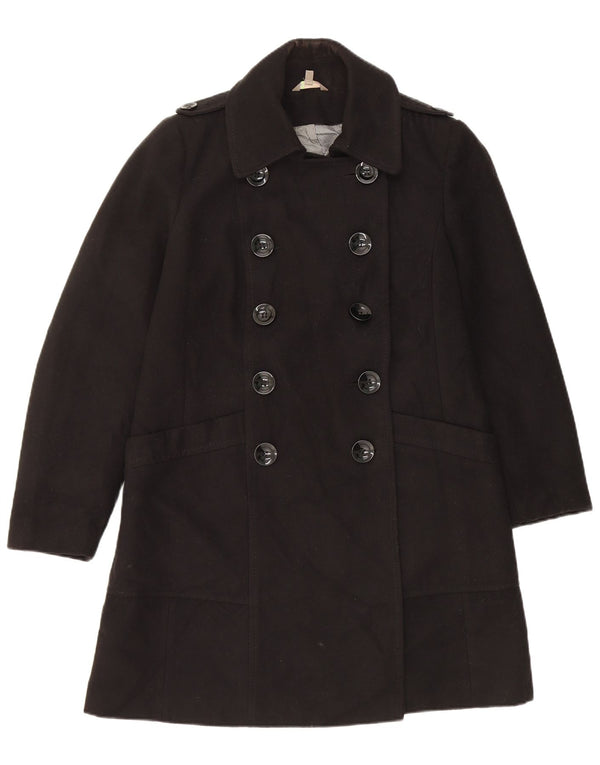Cappotto doppiopetto da donna Marks & Spencer UK 14 grande poliestere nero