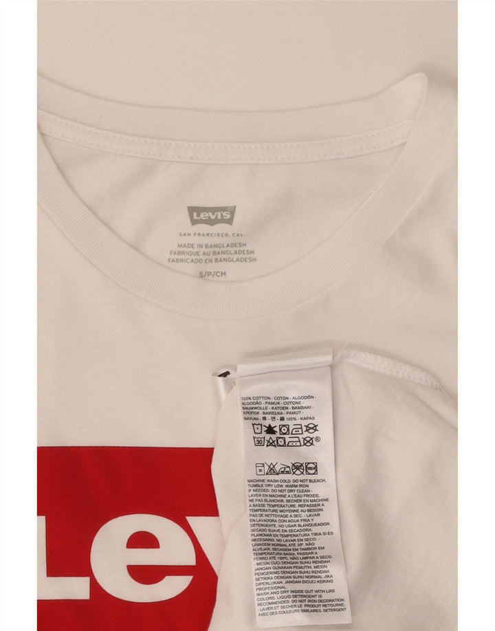 T-shirt grafica da donna LEVI'S Top UK 10 piccola in cotone bianco