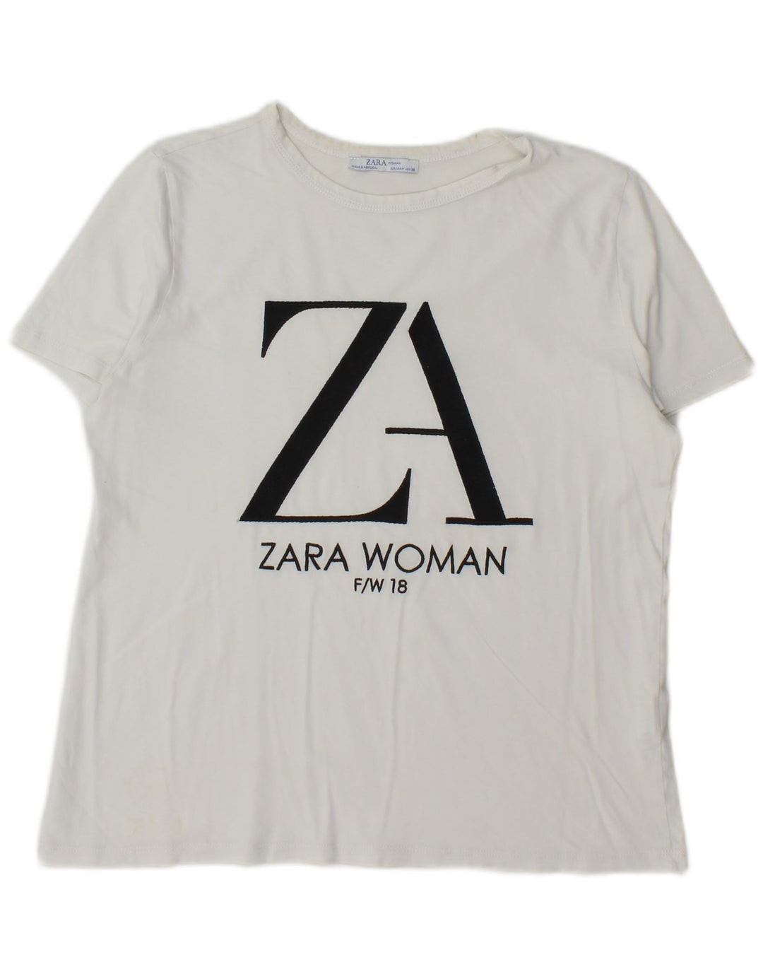 T-shirt grafica da donna Zara Top UK 14 cotone bianco medio