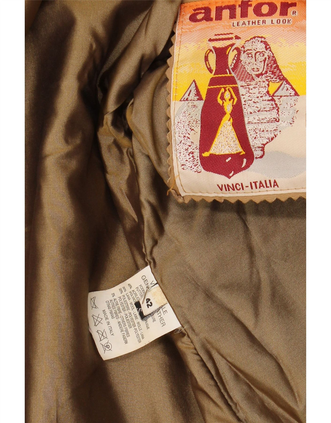 ANFOR Womens Leather Coat IT 42 Medium Brown Leather Vintage Anfor and Second-Hand Anfor from Messina Hembry 