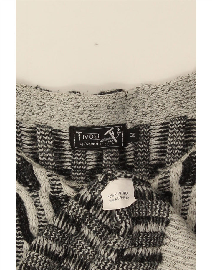 Maglione cardigan aperto oversize da donna Tivoli UK 14 Grigio medio geometrico
