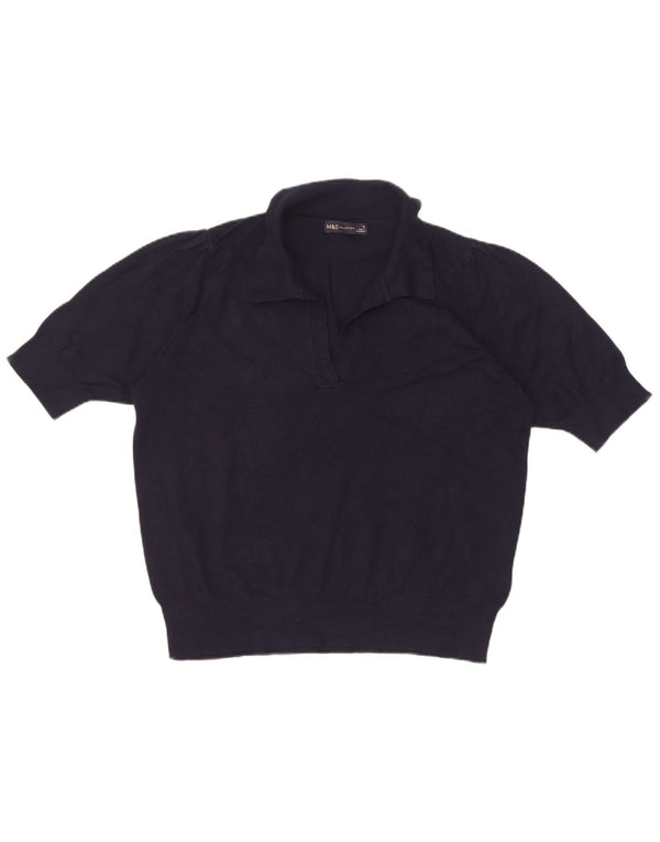 Maglione maglione collo alto da donna Marks & Spencer UK 16 grande blu navy
