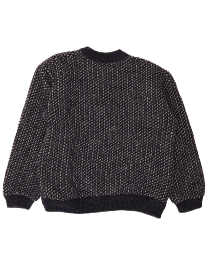 Walbusch Maglione da uomo con collo a bottoni EU 52 Grande blu navy geometrico