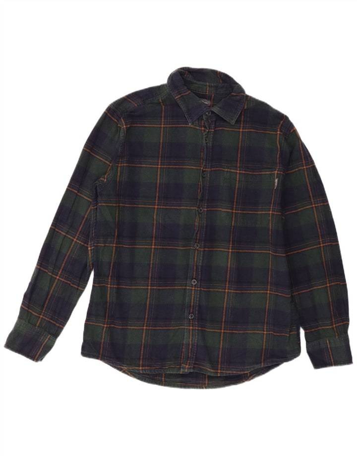 Eddie Bauer Camicia da uomo in flanella di cotone a quadri blu navy medio
