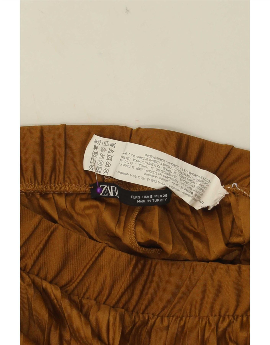 Pantaloni corti da donna Zara a gamba larga piccoli W26 L23 poliestere beige