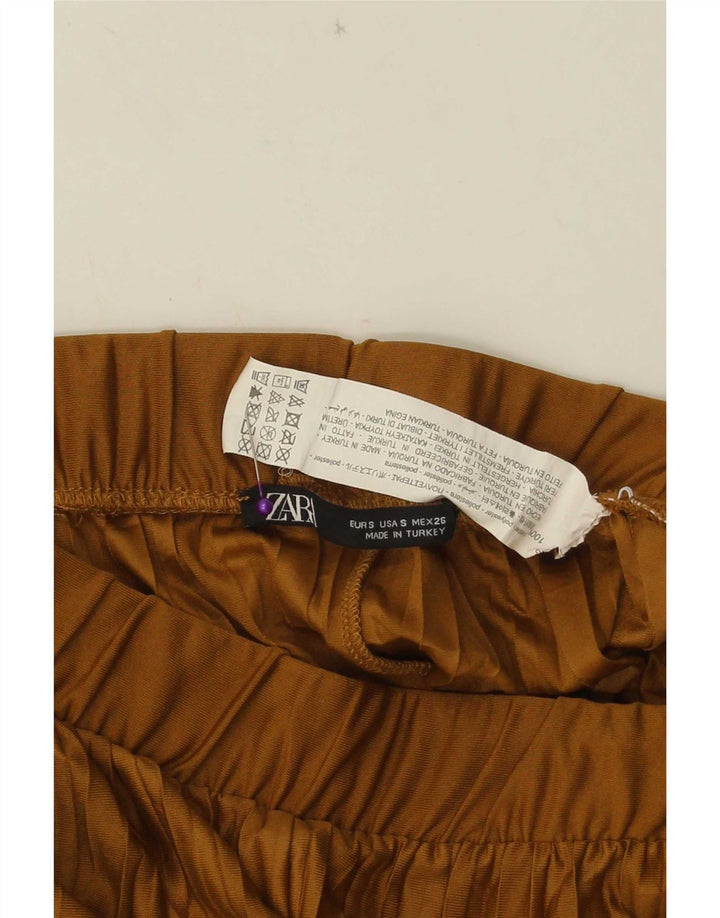 Pantaloni corti da donna Zara a gamba larga piccoli W26 L23 poliestere beige